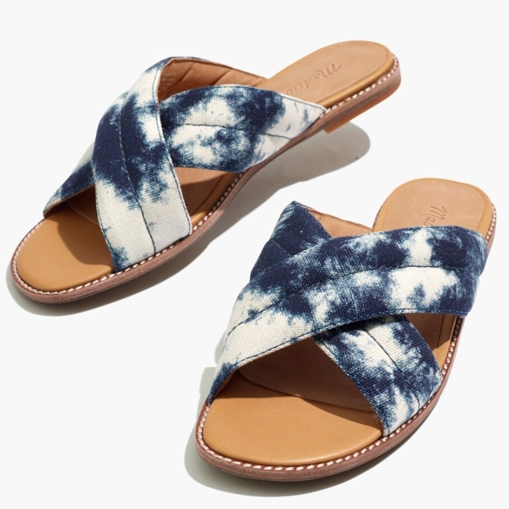 Madewell Blue and White Tie-Dye Sandals